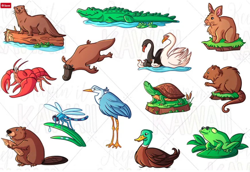 Wetland Animals Clip Art free download