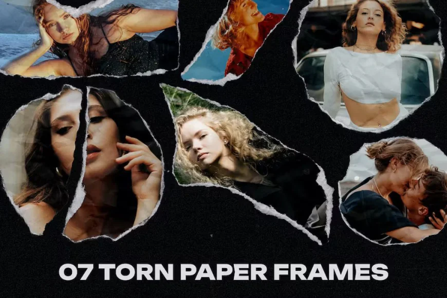 7 Torn Paper Frames free download