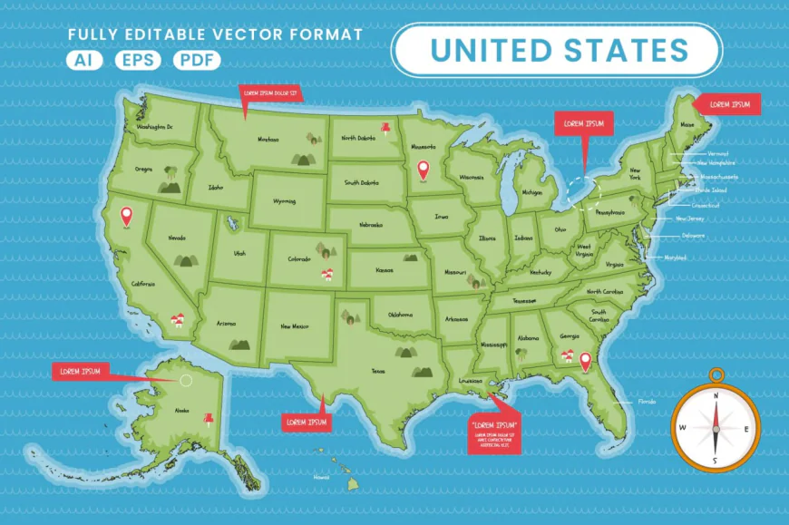 USA map vector illustration free download