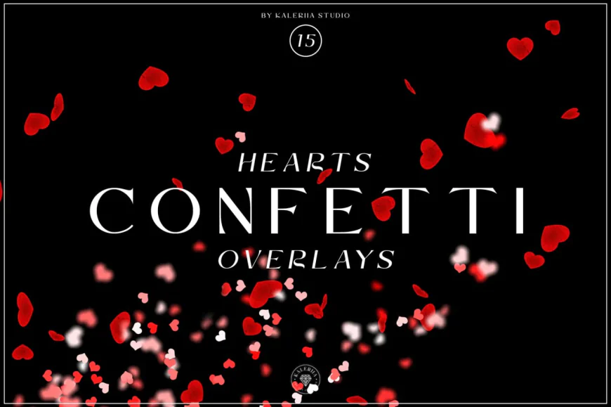 20 Hearts confetti overlays set free download