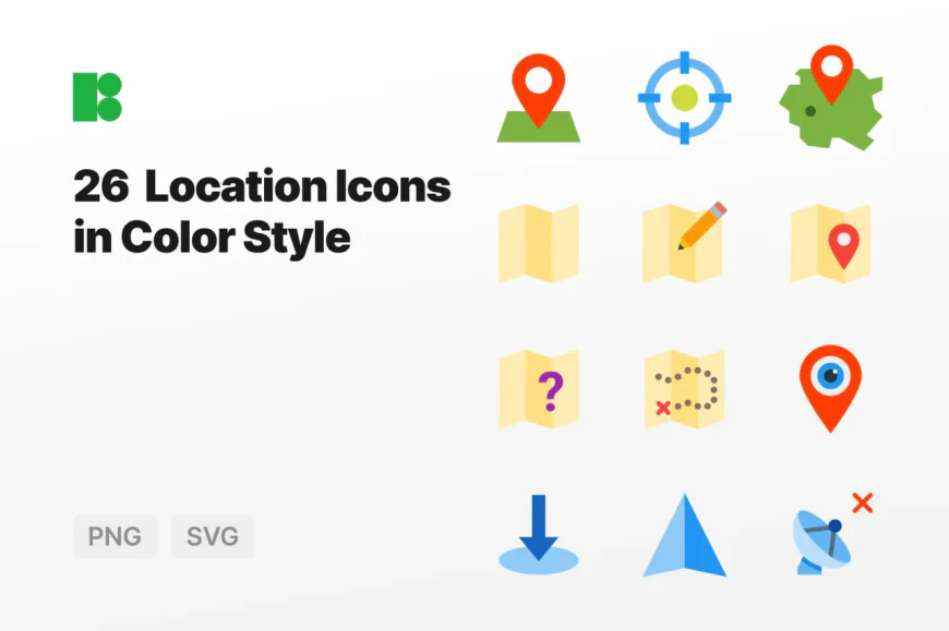 26 Location Icons in Color Style free download