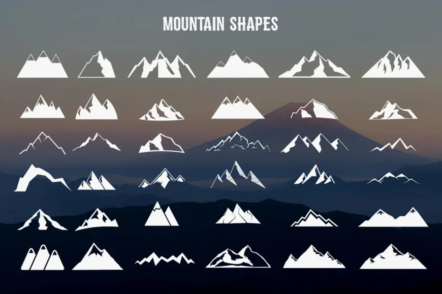 Mountain shapes collection vector illustration free download