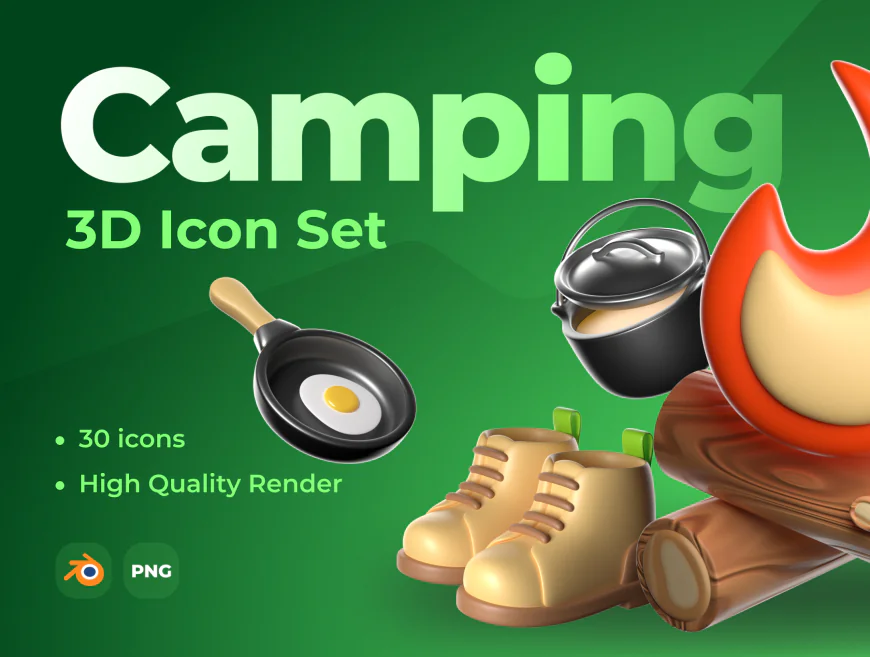 3D Icon Set - Camping and Travel free download