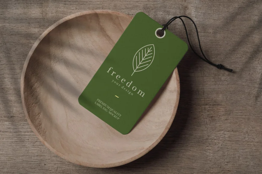 Close up on Label Tag mockup free download