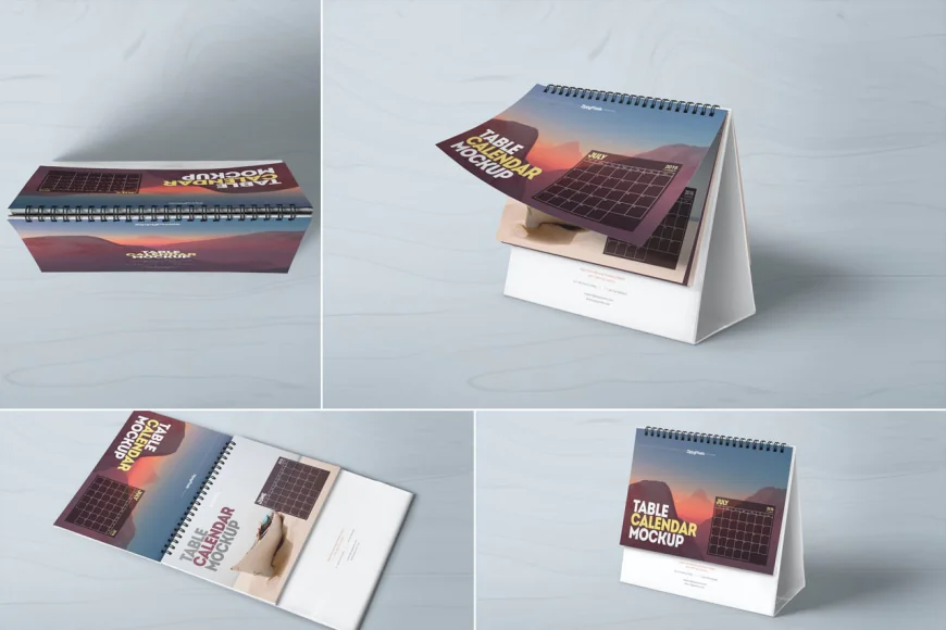 4 Table Calendar Mockup free download