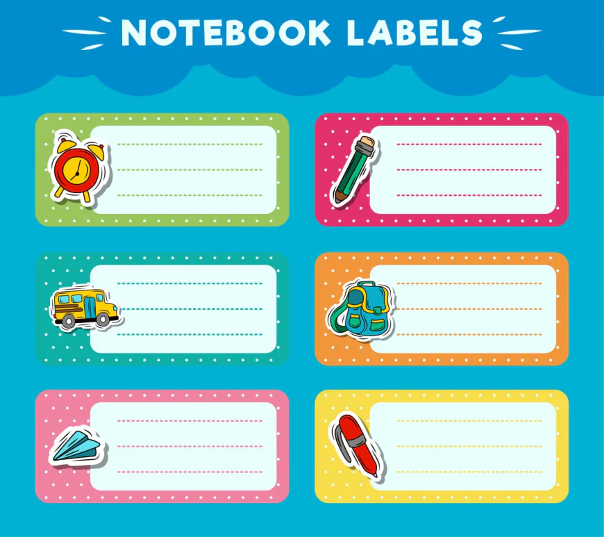 Hand drawn notebook label collection free download