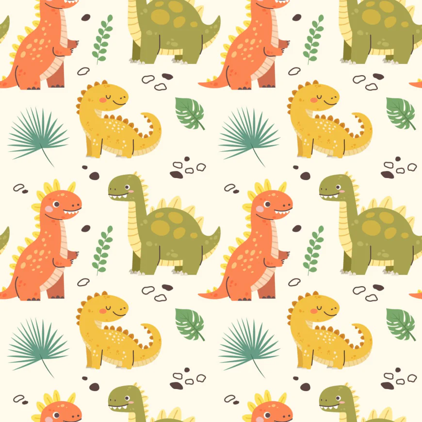 Cute dino seamless pattern stock illustration