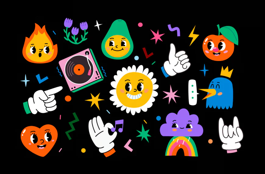 Retro Cartoon Elements and Characters vector free download