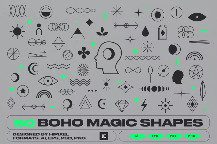 60 Boho Shapes vector free download