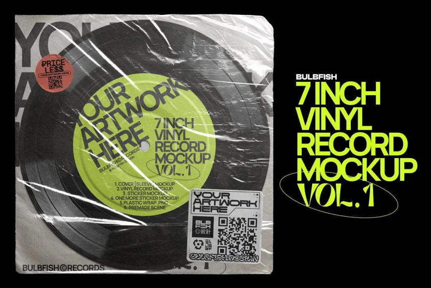 7 Inch Vinyl Record Mockup free download