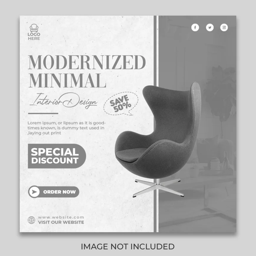 Modern minimal furniture social media design