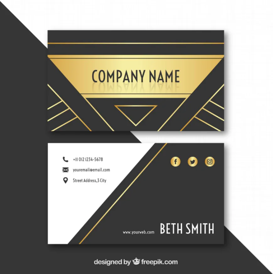 Elegant card with golden lines free download