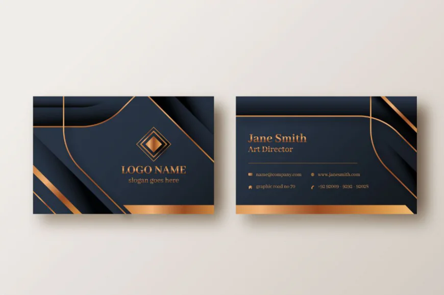 Realistic elegant horizontal business card template