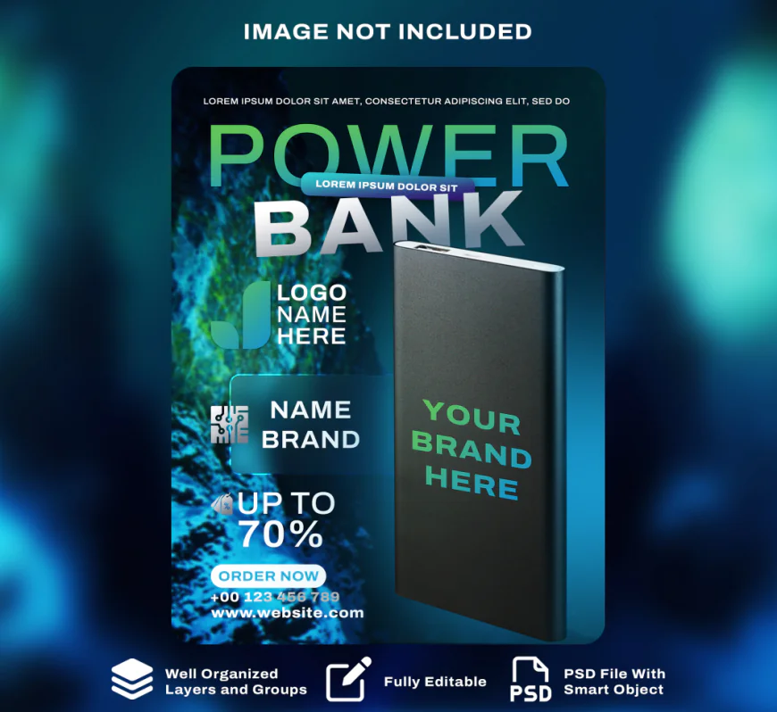 Power bank poster design template PSD