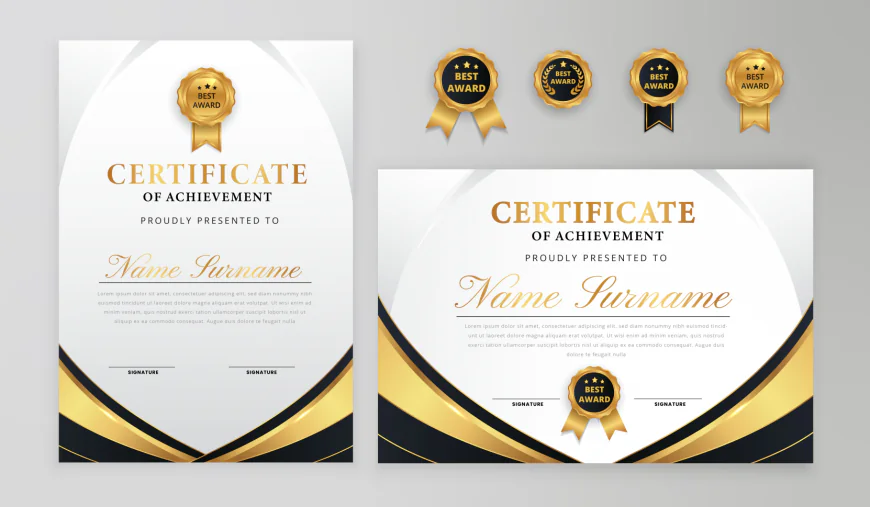 Modern elegant black and gold gradient certificate border