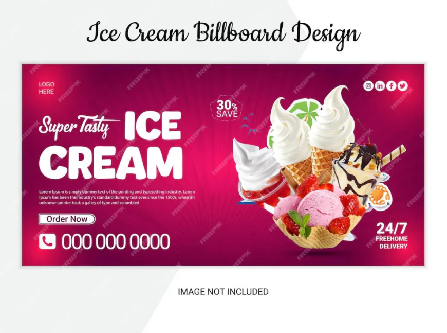 Delicious ice cream social media web banner vector