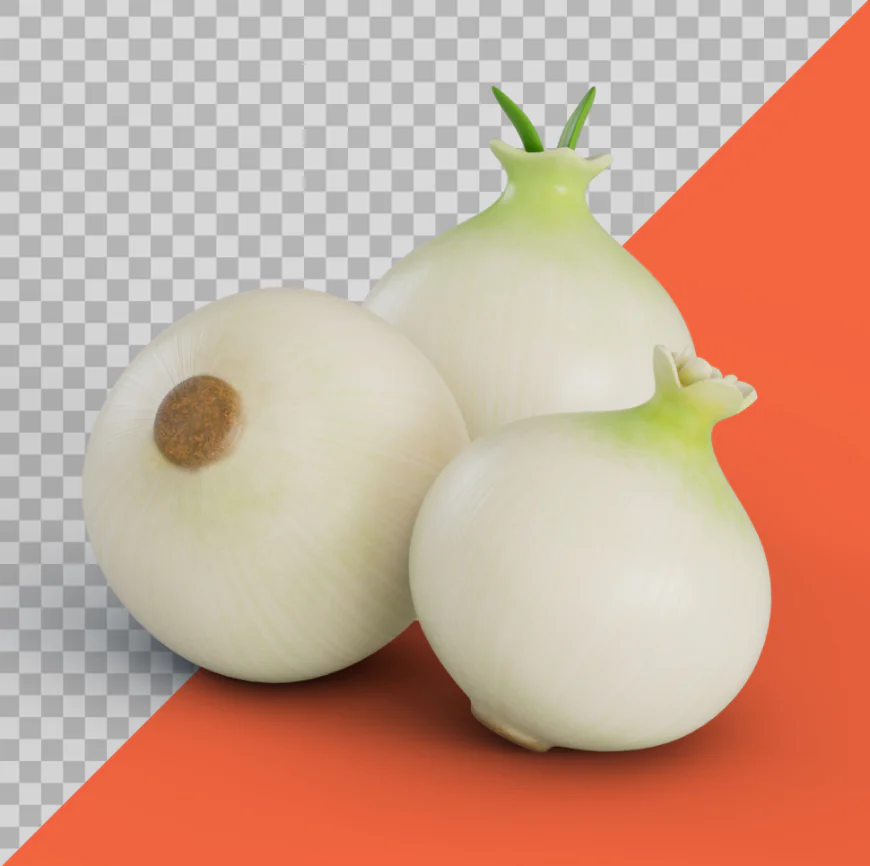 3D stylized fresh white onions