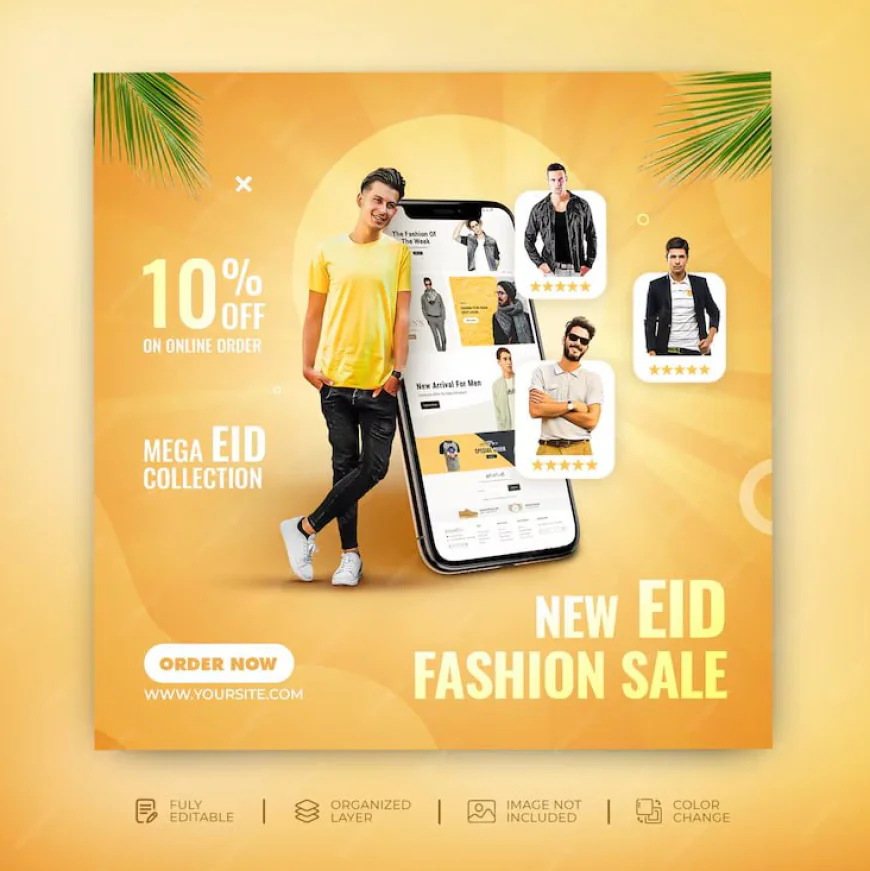 Eid fashion sale banner template social media promotion post design