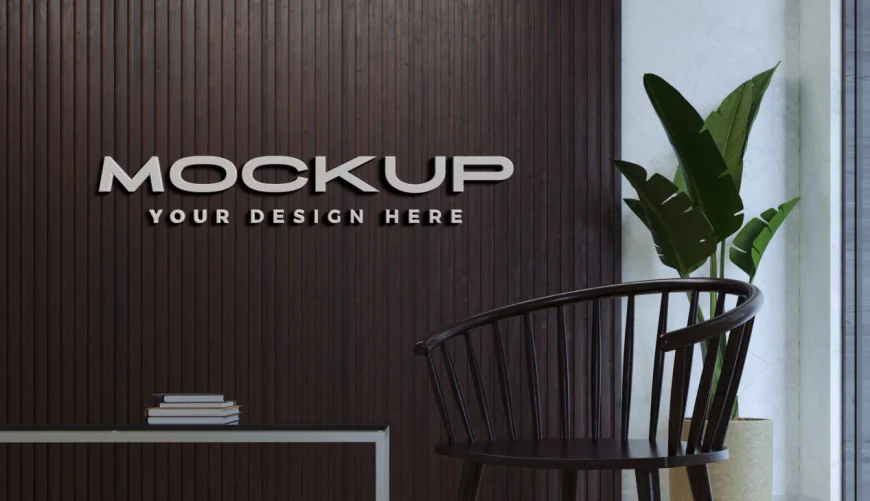 Paneled wall logo mockup PSD