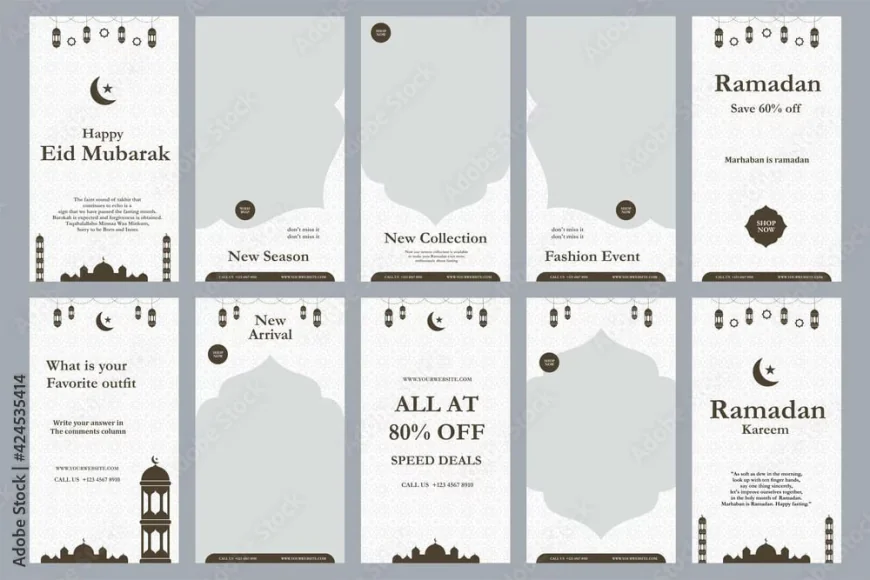 Set of social media template ramadan discount template ramadhan