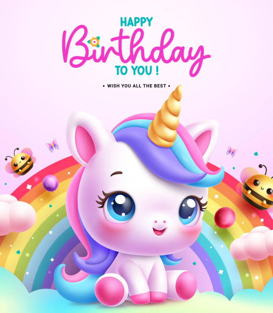 Happy birthday unicorn character vector design