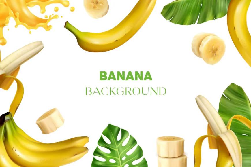 Banana banner. Realistic illustration of banana banner for web design