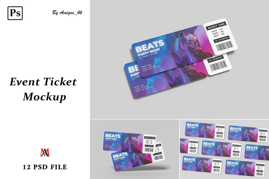 Event Ticket Mockup free download