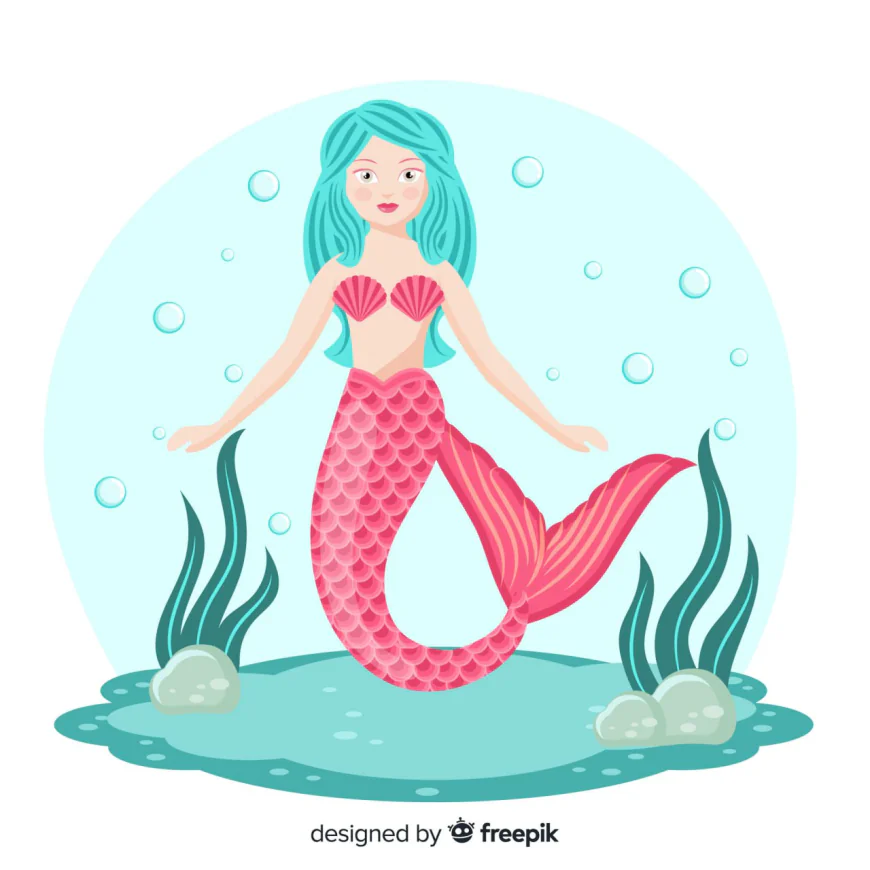 Hand drawn mermaid background