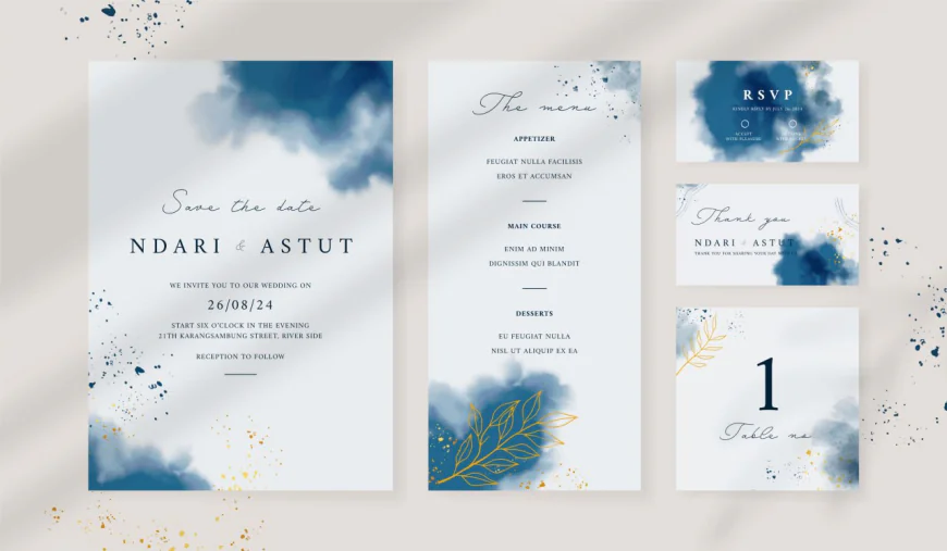 Abstract watercolor wedding invitation template