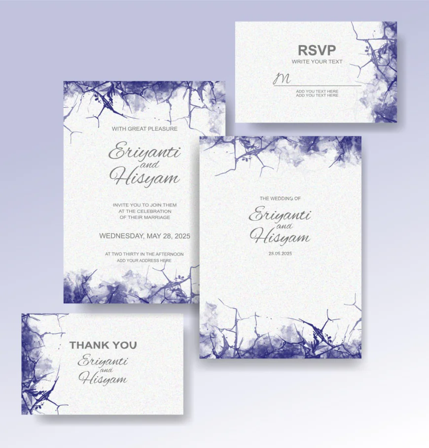 Beautiful wedding card watercolor background with splash