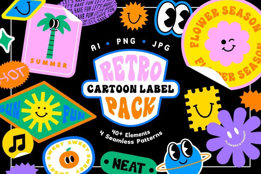 Retro Cartoon Label Pack Free download