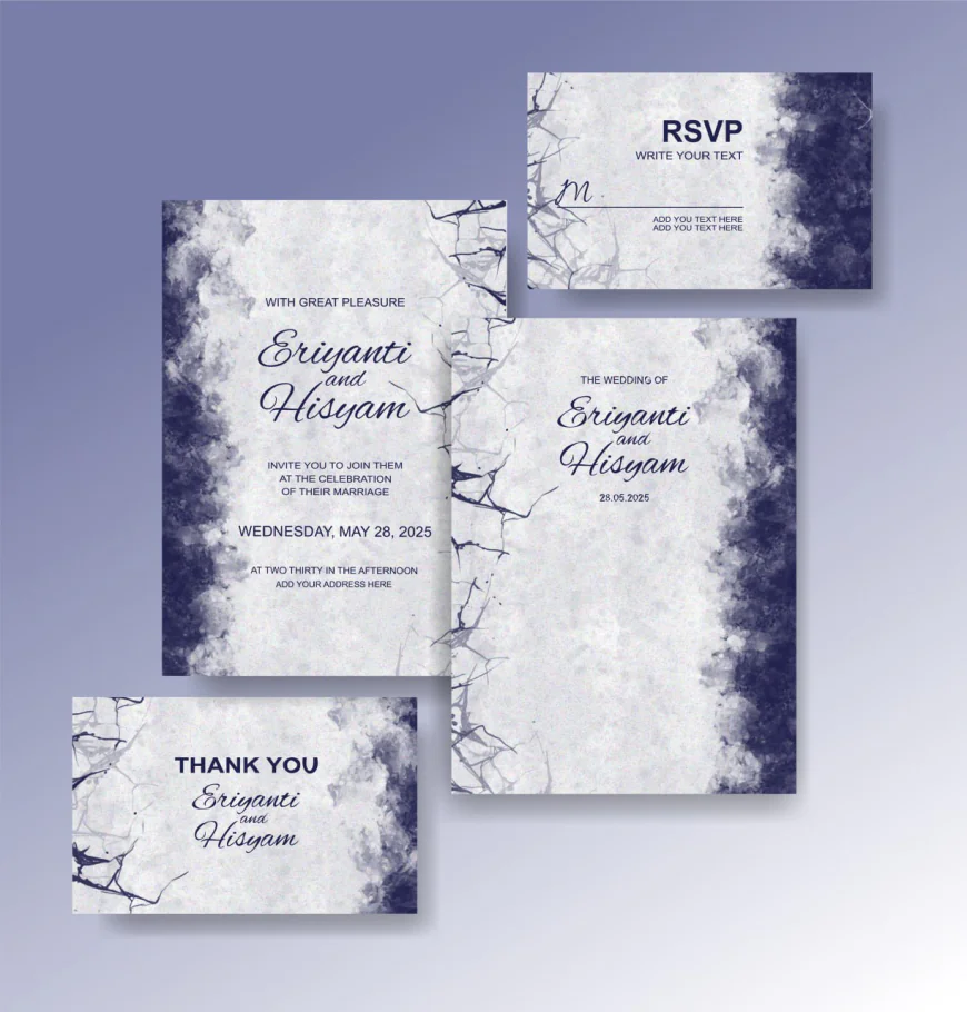 Wedding invitation template with watercolor background