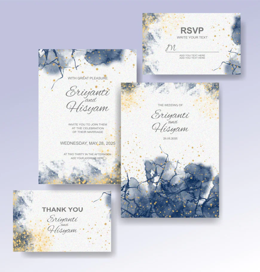 Beautiful wedding card watercolor background with splash