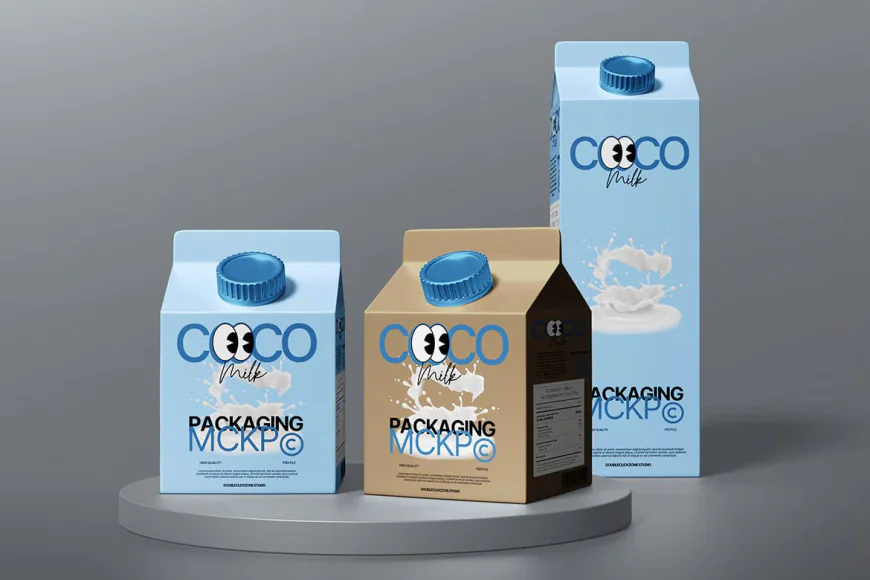 Milk Box Mockup free download