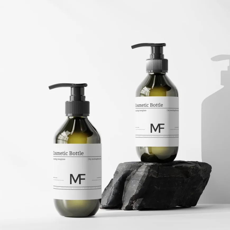 Dark Green Pump Bottle Mockups