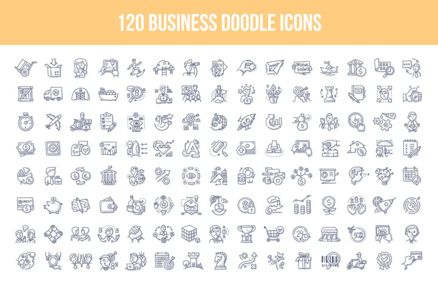 120 Business doodle set free download