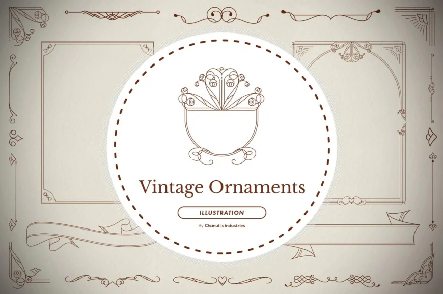 Collection of vintage frames and ornaments free download