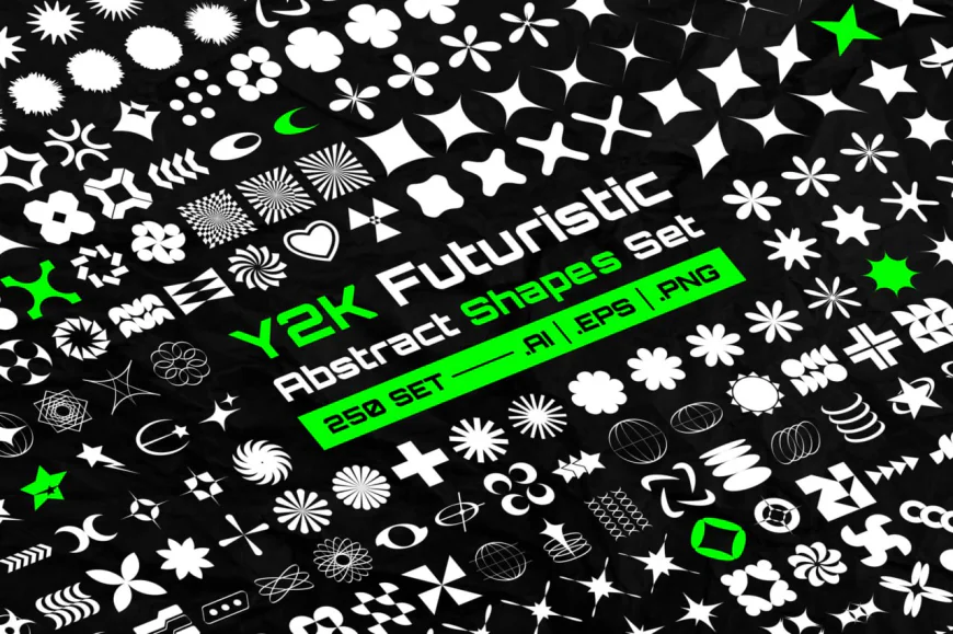 Set of futuristic abstract Y2K shapes free download
