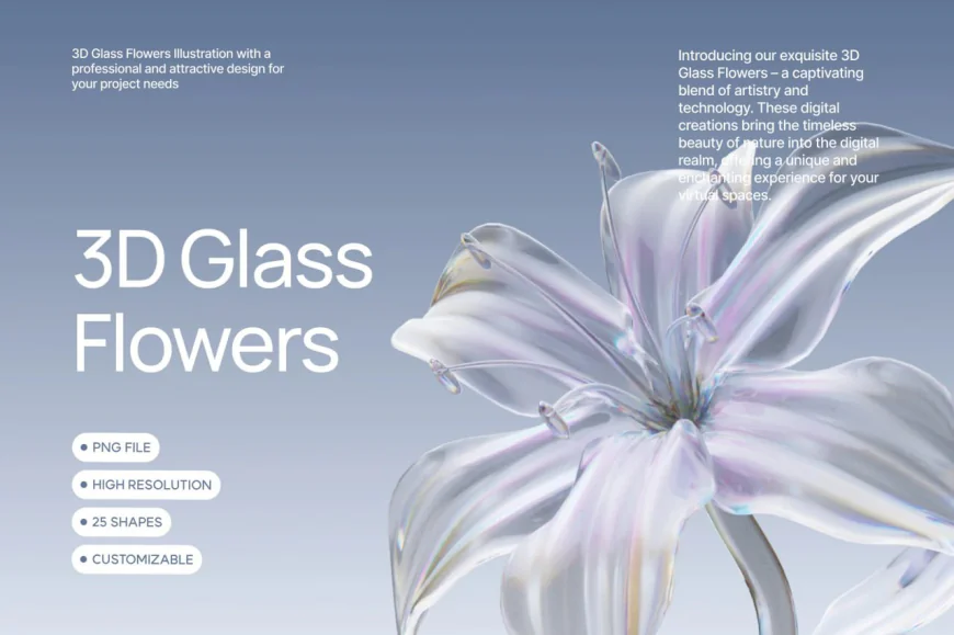 3D Glass Flower Elements free download