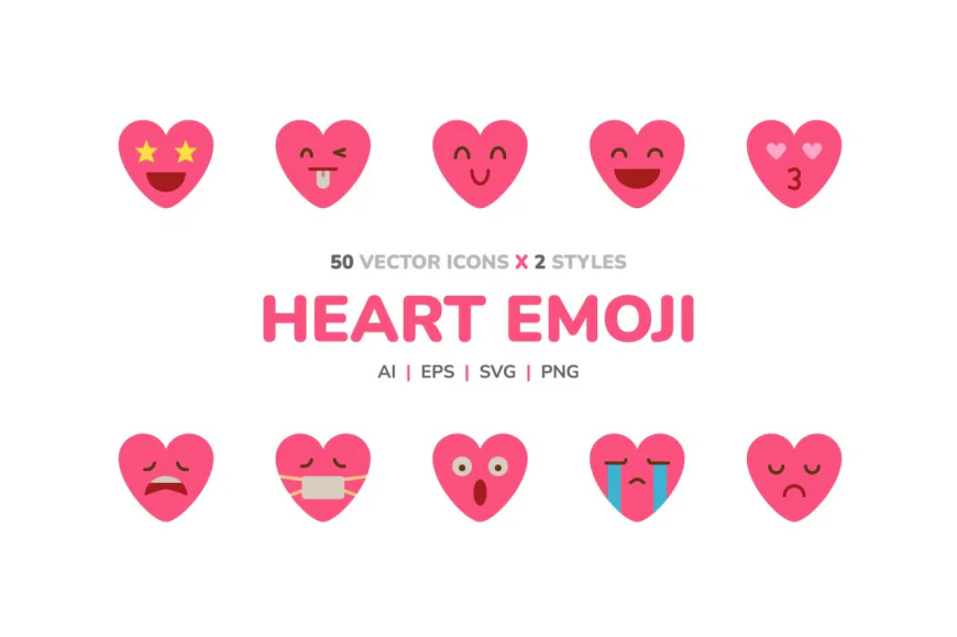 Heart Shaped Emoji Icon Set free download