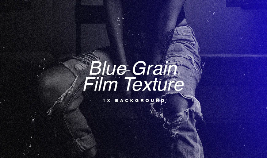 Blue Grain Film Texture Overlay Background
